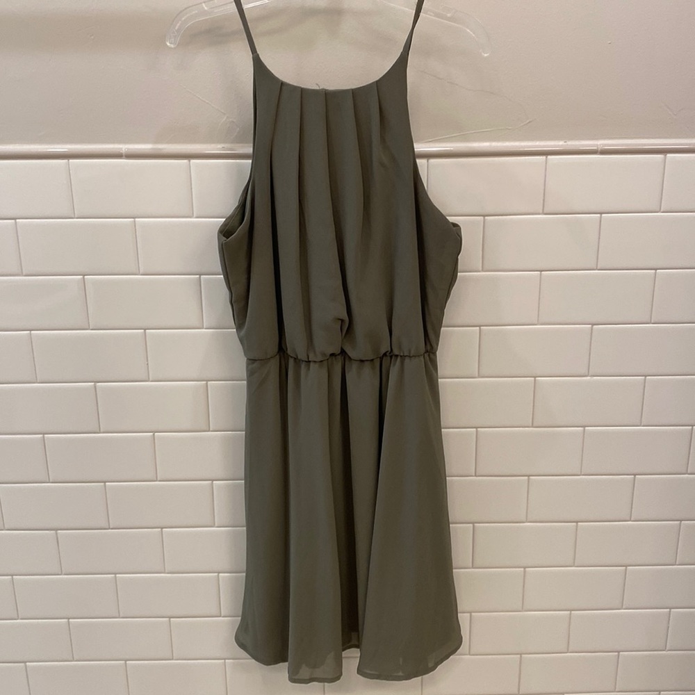 Blue rain army green dress